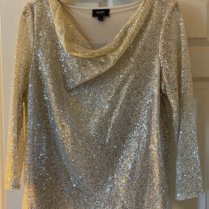 MSK Glittering Silver Sequin Blouse